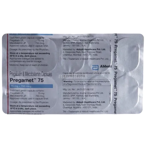 pregamet 75mg capsule 10's